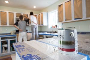 Painting of kitchen cabinets